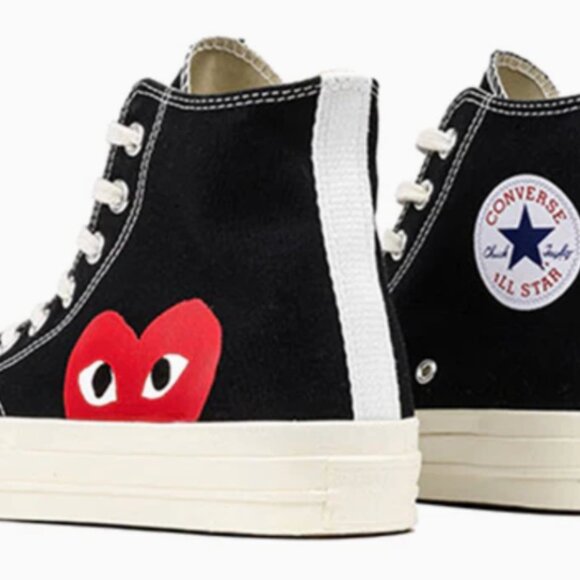 Converse Comme des Garçons PLAY x Chuck 70 2022 High Black - Woman Size 8 - Picture 3 of 8